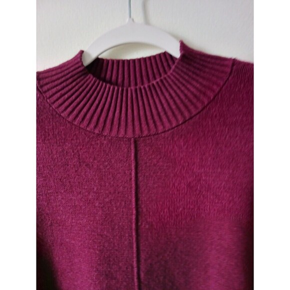 Alfani Poncho Pullover Sweater Mock Neck Faux Fur Cuff Burgundy XL - Picture 5 of 8